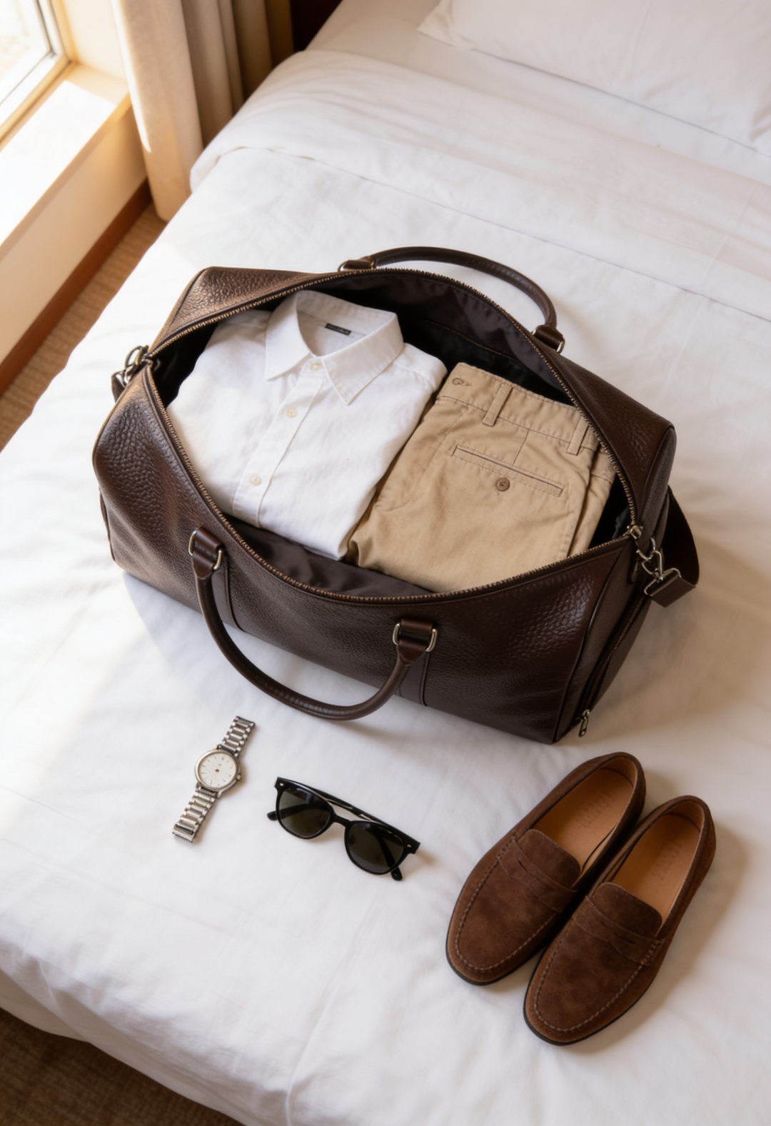 Men's Structured Duffel Bag with Adjustable Shoulder Strap