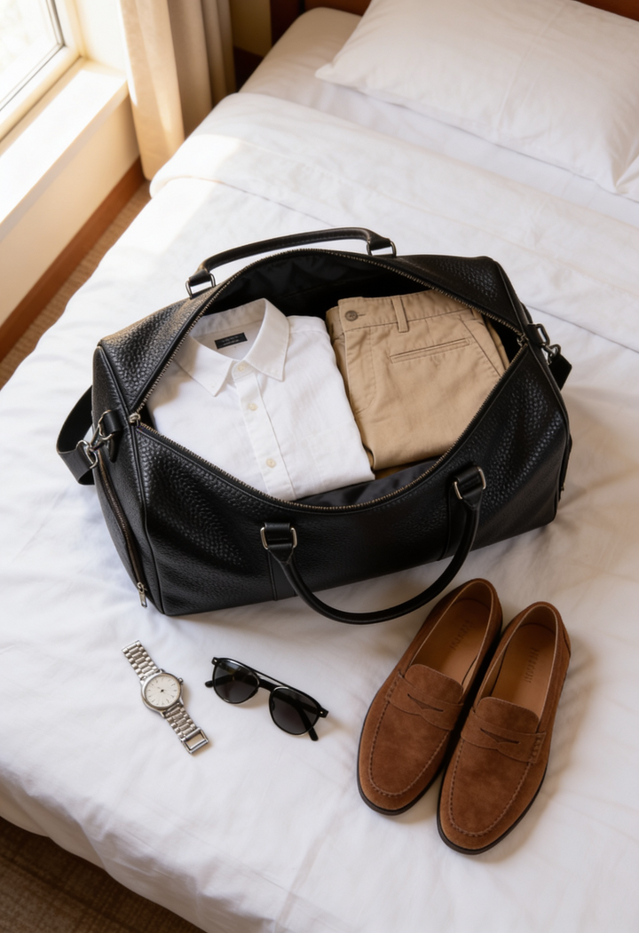 Men's Structured Duffel Bag with Adjustable Shoulder Strap