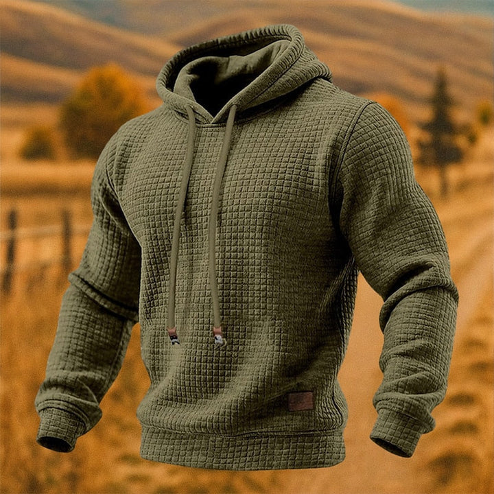 Men's Waffle Knit Hoodie with Adjustable Hood
