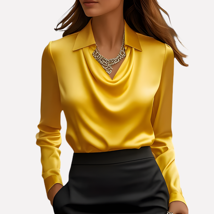 Women's Satin Cowl Neck Blouse in a Relaxed Fit