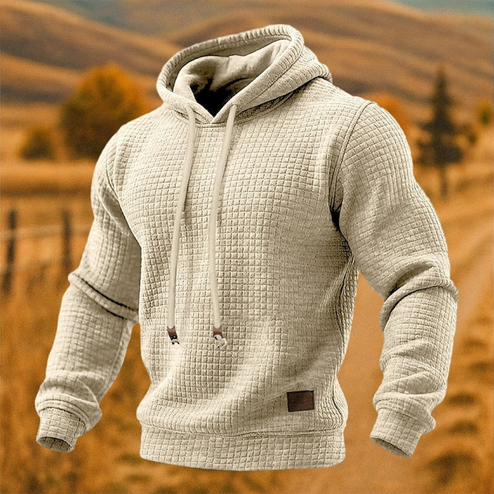 Men's Waffle Knit Hoodie with Adjustable Hood