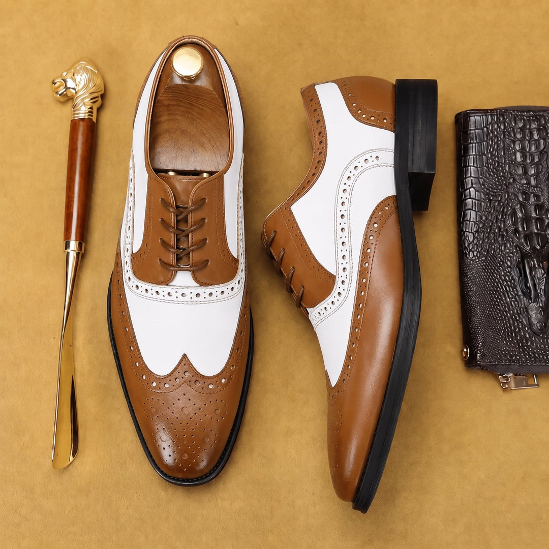 Men's Two-Tone Wingtip Brogue Derby Shoes