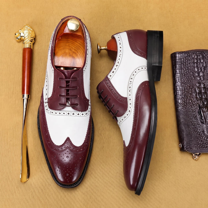 Men's Two-Tone Wingtip Brogue Derby Shoes