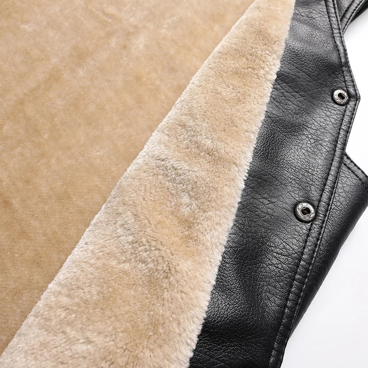 Men's Shearling Fleece Lined Gilet with Snap Button Front
