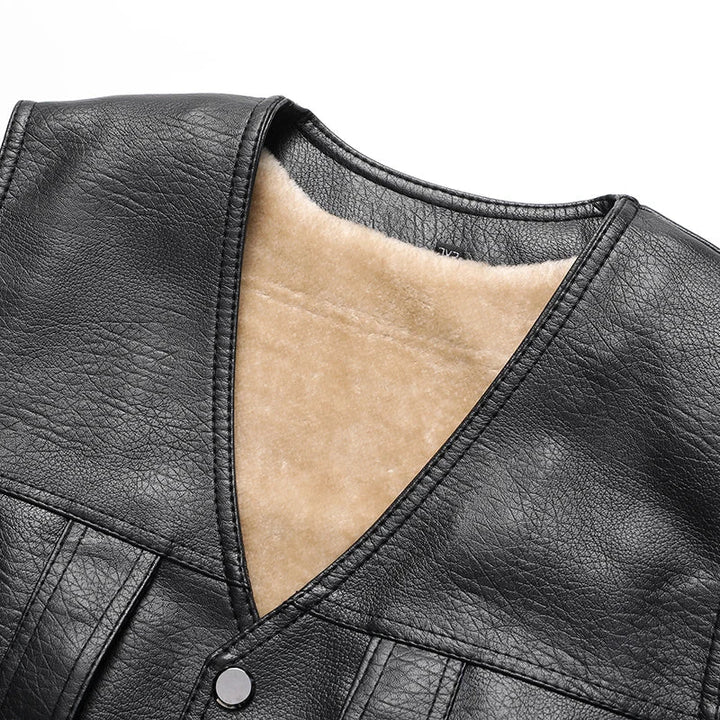 Men's Shearling Fleece Lined Gilet with Snap Button Front