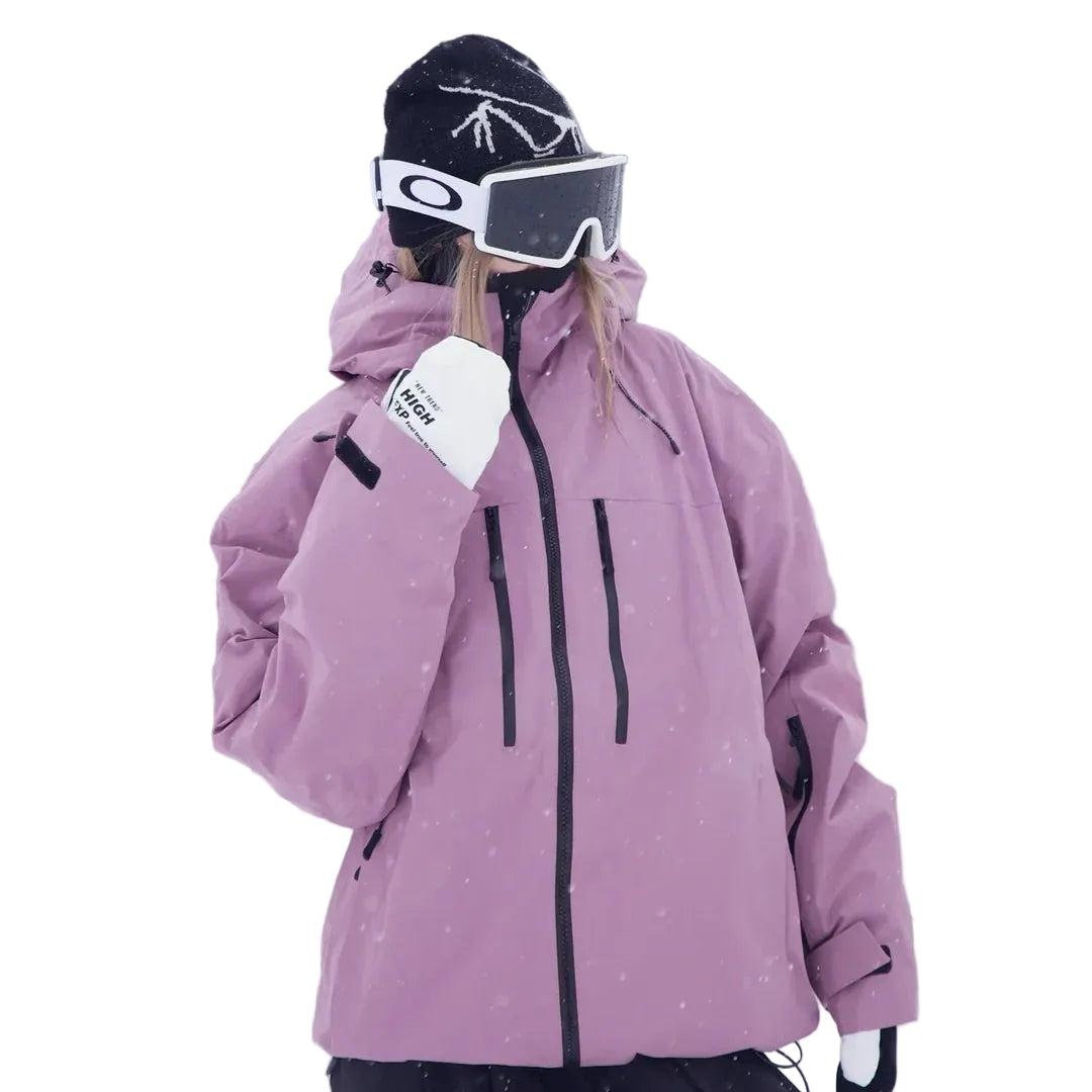 Snow Jacket with Attached Hood and Zip Pockets