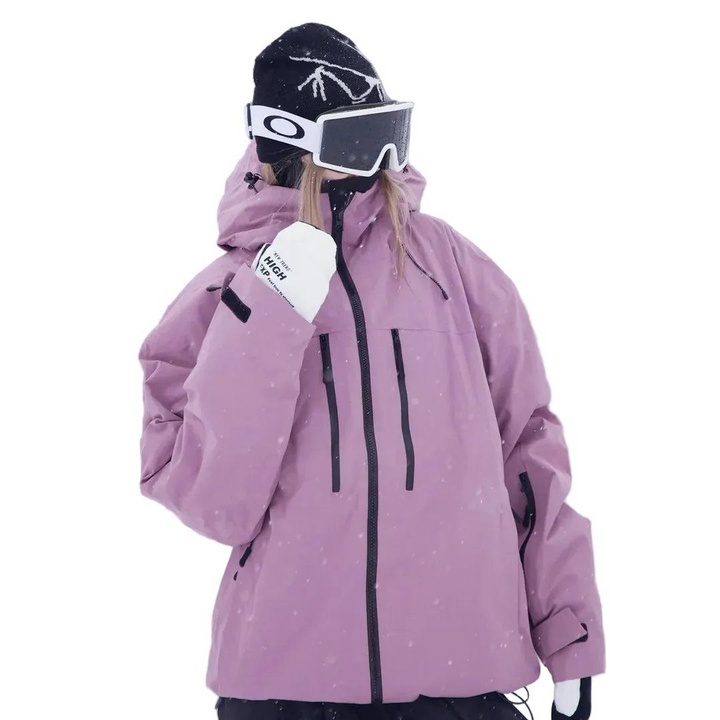 Snow Jacket with Attached Hood and Zip Pockets