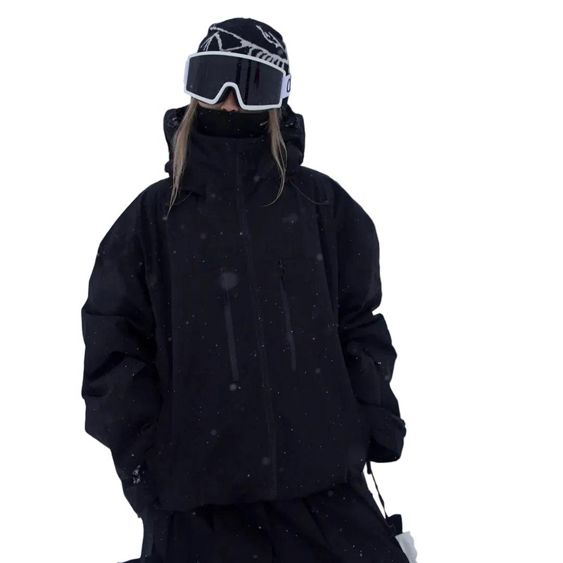 Snow Jacket with Attached Hood and Zip Pockets