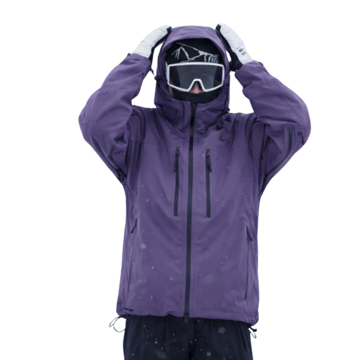Snow Jacket with Attached Hood and Zip Pockets