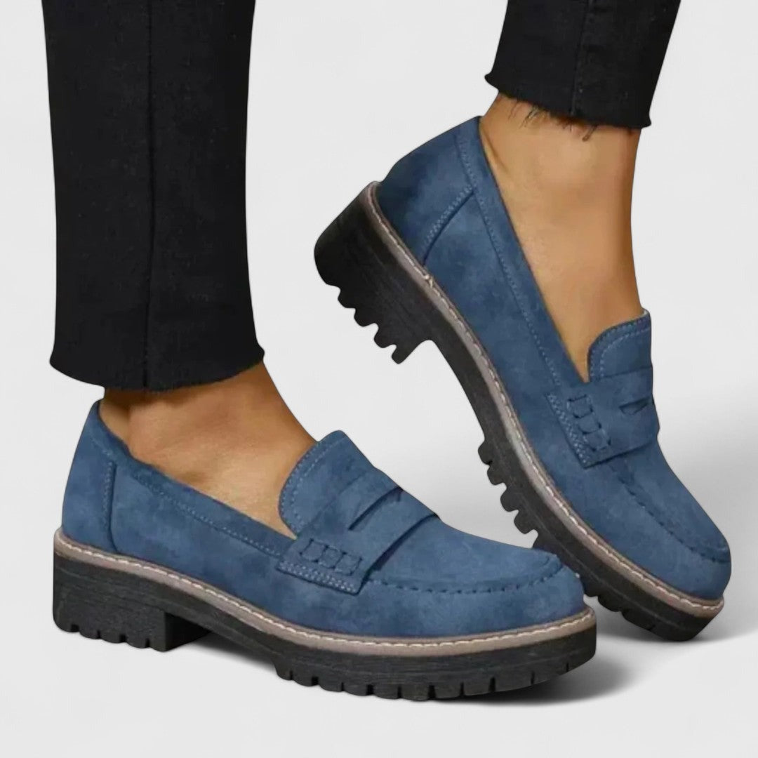 Women's Chunky Sole Penny Loafers with Rounded Toe