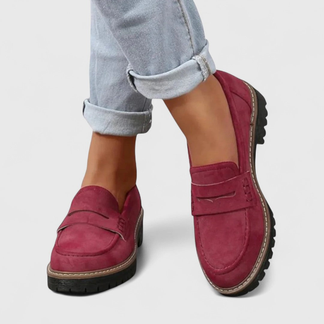 Women's Chunky Sole Penny Loafers with Rounded Toe
