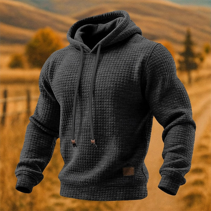 Men's Waffle Knit Hoodie with Adjustable Hood