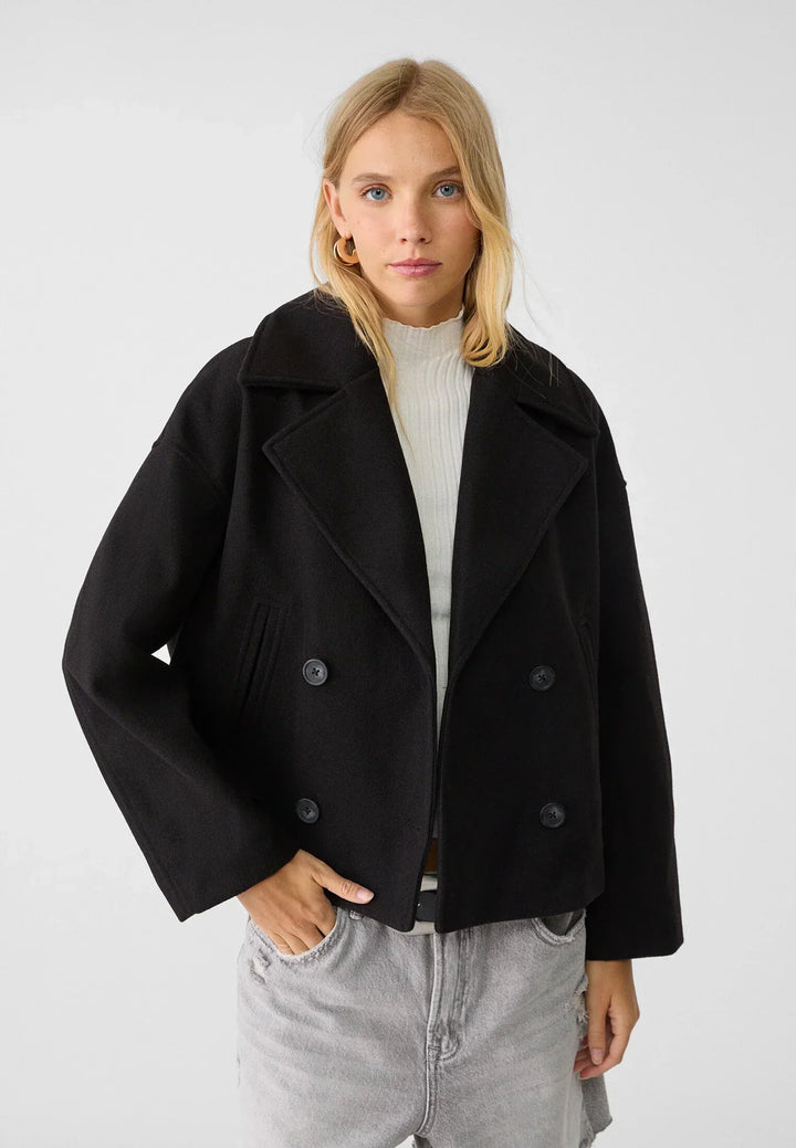 Women's Double-Breasted Short Jacket in Oversized Fit